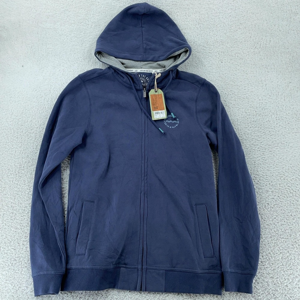 FatFace‎ Full Zip Hoodie Mens Small Kinsale Blue Land & Sea Graphic Sweatshirt